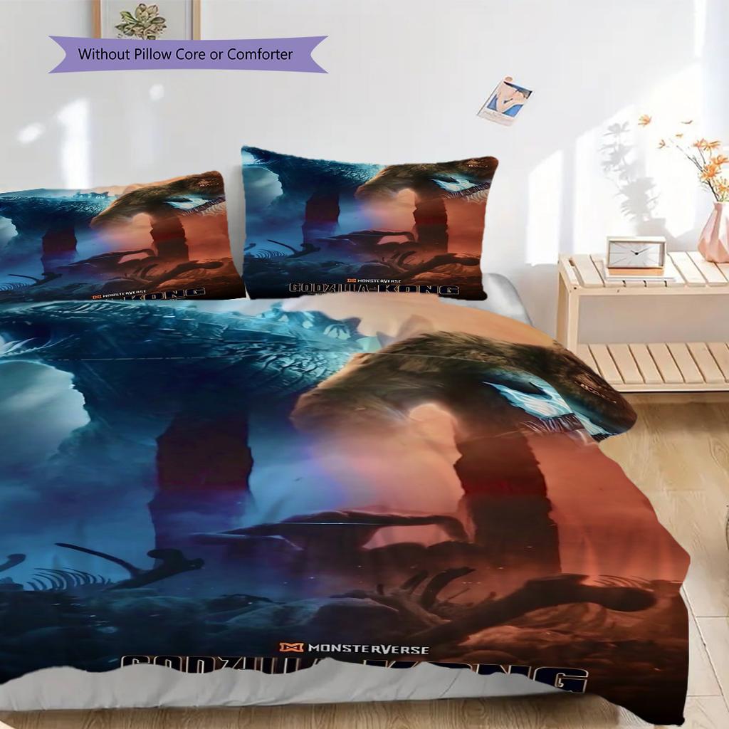 Kong Vs Godzilla Set Threepiece Set 1 Duvet Cover 2 Pillowcase Without Core Duvet Cover And Pillowcase Bedding Set Christmas Birthday Gift