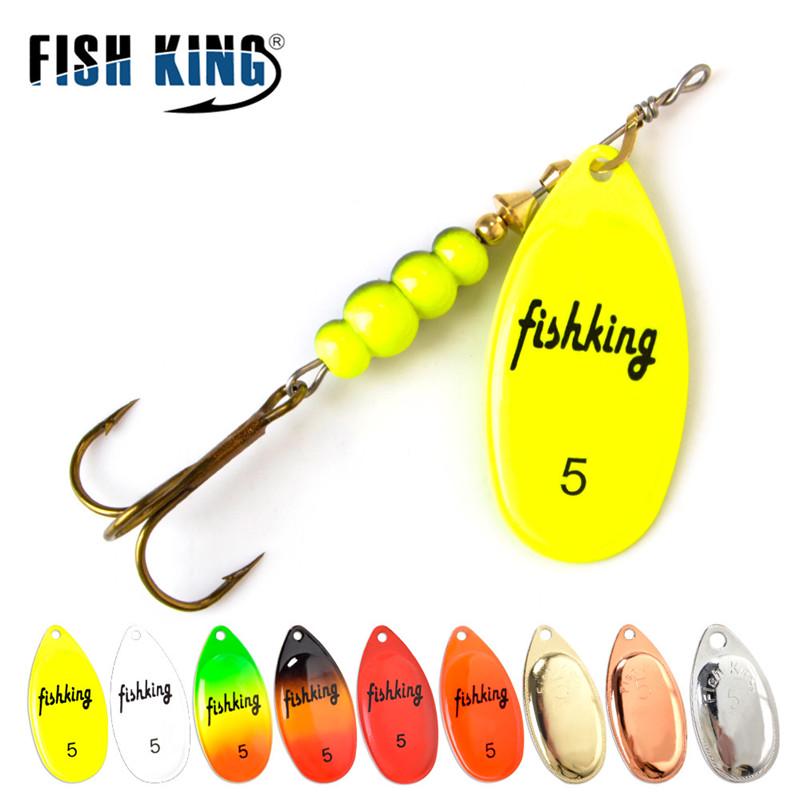 FISH KING Spinner Bait 3,9 г, 4,6 г, 7,4 г, 10,8 г, 15 г, приманки для ложки, металлические приманки для щуки с тройными крючками, искусственная приманка для окуня, рыболовная приманка