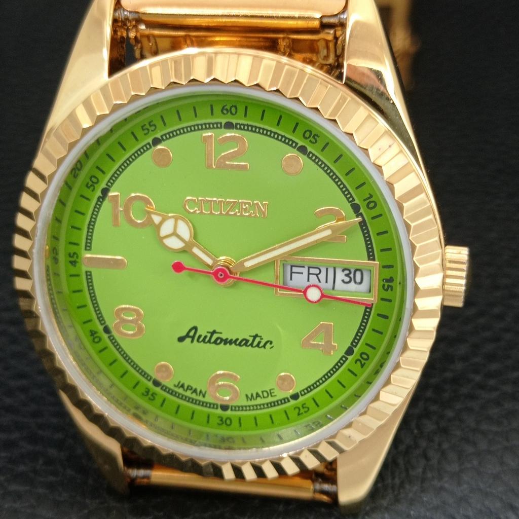 ВИНТАЖНЫЕ ВОССТАНОВЛЕННЫЕ АВТОМАТИЧЕСКИЕ МУЖСКИЕ ЧАСЫ CITIZEN 8200 ЯПОНИЯ ЗЕЛЕНЫЙ ЦИФЕРБЛАТ a445274-1