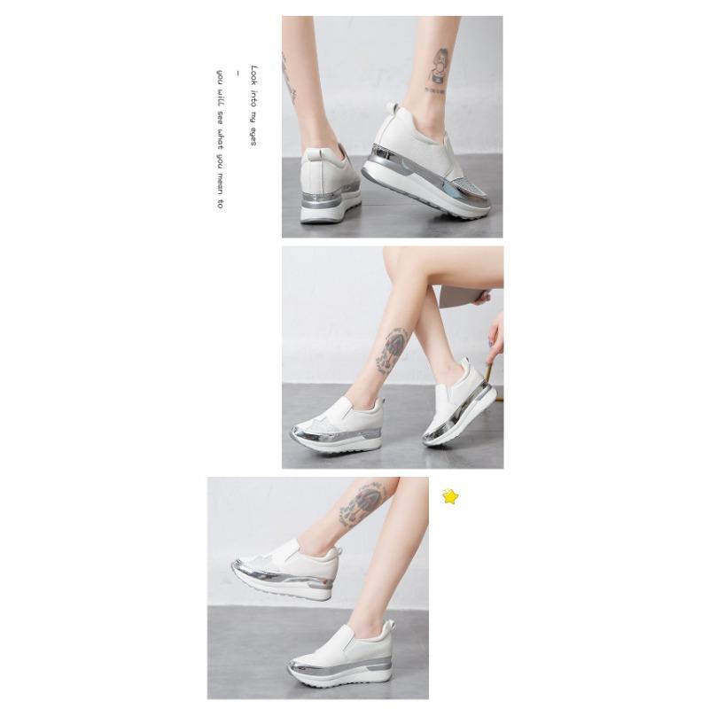 Ленивые туфли Модные Стразы Толстая Подошва Повседневный Внутренний Рост Увеличивающий Одиночный Туфли