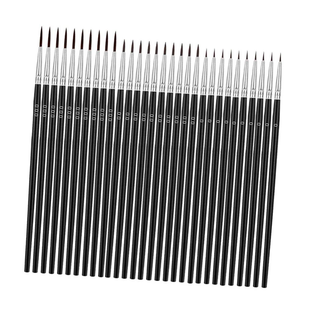 Набор кистей для тонкой детализации 30 шт. Деревянная ручка Нейлоновая щетина 3 размера Миниатюрные тонкие кисти для росписи лица