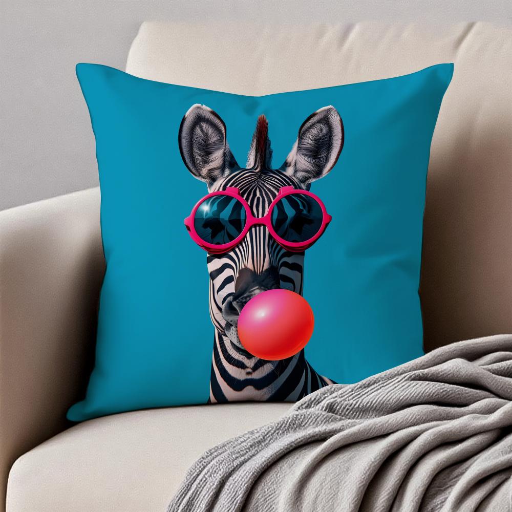 Vibrant Animal Bubble Fashion Tiger Cushion Cover Pillowcase Antidustmite Invisible Zipper Short Plush Sofa Cushion