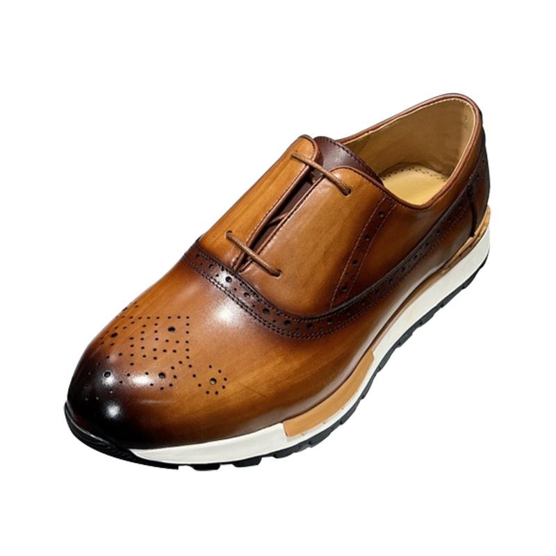 Модная весенняя повседневная обувь Мужская обувь из натуральной кожи Противоскользящая спортивная обувь Обувь для ходьбы на открытом воздухе Классическая остроносая дышащая кожаная обувь