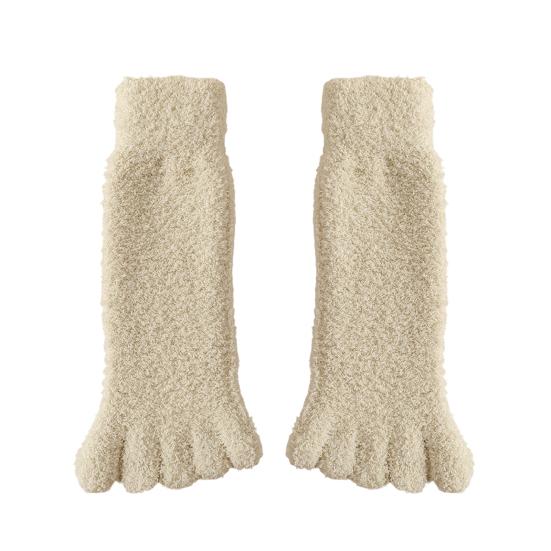 Yousheng 1 Pair Women Coral Fleece Toe Socks Autumn Winter Fuzzy Thick Warm Thermal Mid-calf Socks Soft Fluffy Home Sleeping Slipper Floor Socks