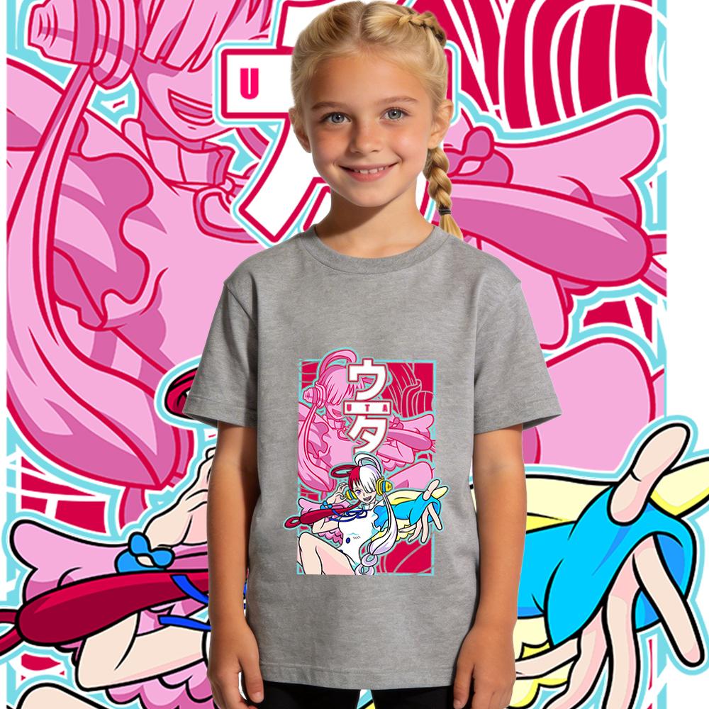 One Piece Uta Anime Print Boys Girls Cotton T Shirt Kids Casual Summer Top Soft Breathable Daily Wear