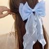 2 шт. Банты для волос Заколка для волос, Бело-голубые банты из лент для женщин, девочек, аксессуары для волос, эстетичный шелковистый сатин, металлическая заколка