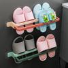 Multifunctional Bathroom Shoe Rack, Folding Towel Rack, Double-layer Pull-out Design, Folding Bathroom Wall-mounted Storage Rack