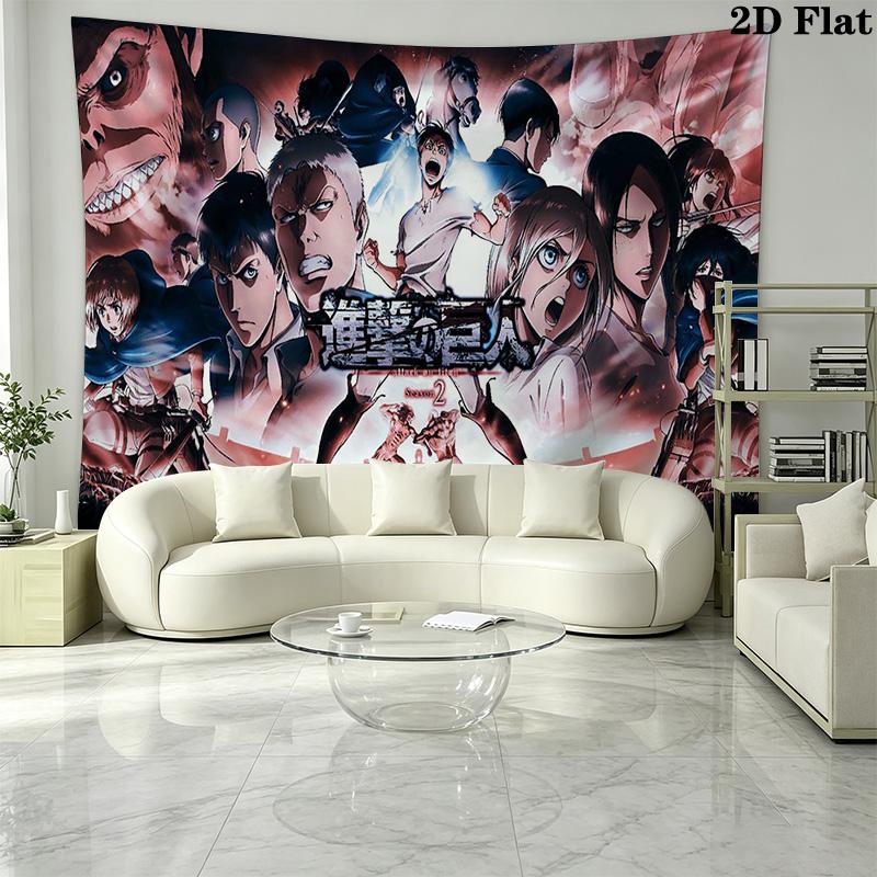 Anime Titan Attack Wall Tapestry Aesthetic Wall Hanging Printed Fabric Blanket Decorative Tapestries for Bedroom Living Room Home Decor