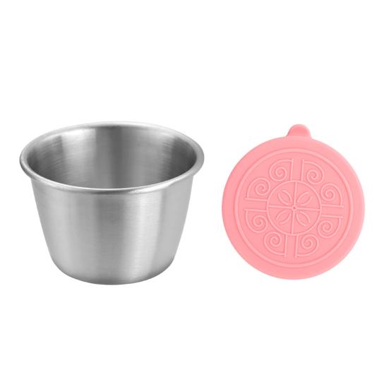 1/6Pcs Dipping Cup Stainless Steel Sauce Cup with Leakproof Lid 70ml Reusable Condiment Container
