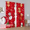 2pcs,2D plane printing Curtains Digital Printed Christmas bears Santas snowmen (2) Versatile Fabric (without rod) All Seasons