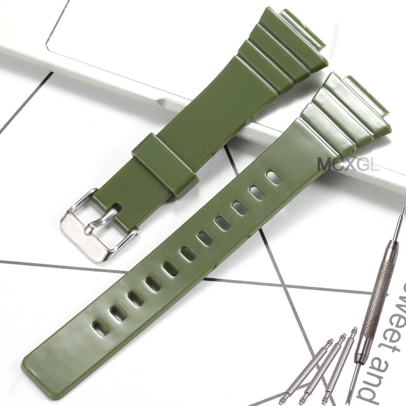 Смоляной ремешок для часов Casio W-215H W215H W-217H F105W F108WH Запасной ремешок 18 мм Водонепроницаемый Спортивные аксессуары для часов