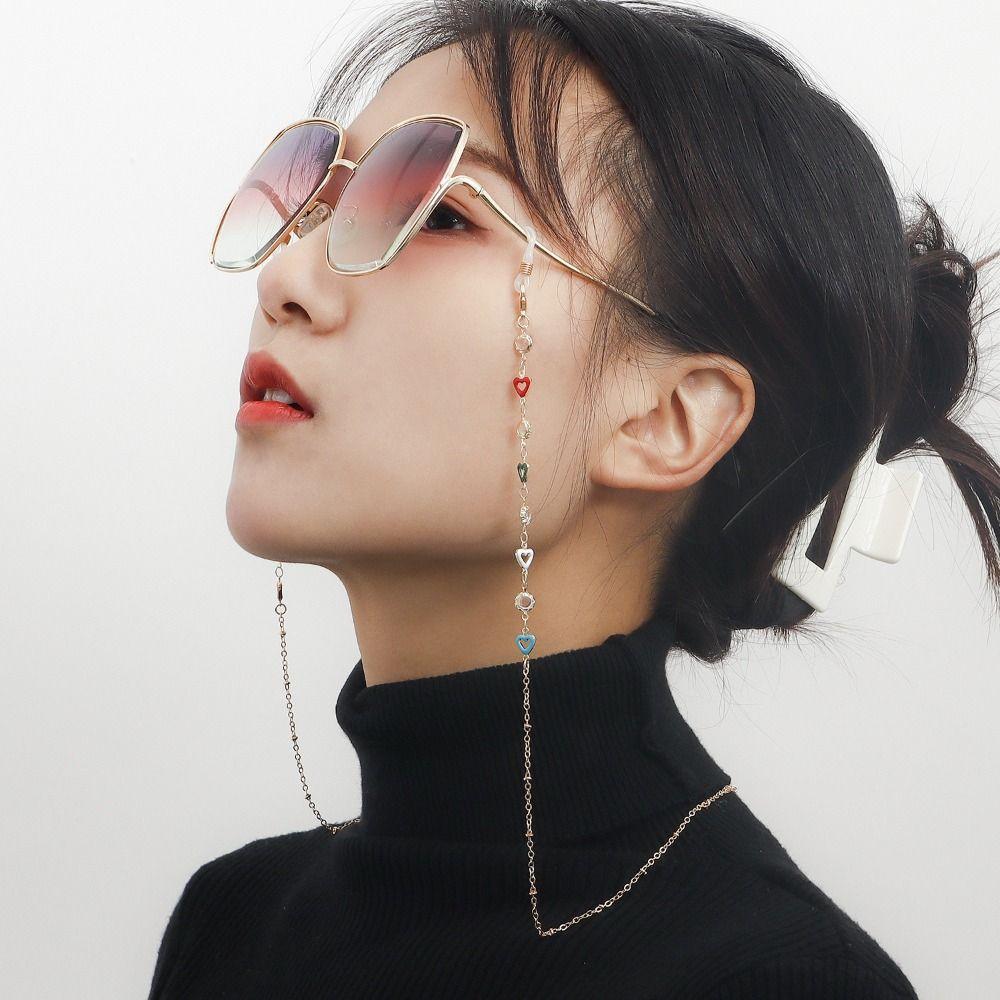 Металлическая цепочка Цепочки для солнцезащитных очков Цветные бусины Шнурки для очков Металлическая цепочка для очков Женщины Девочки