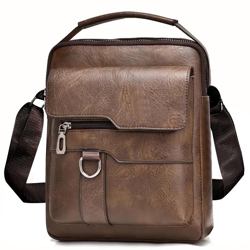 Neutral Style Shoulder Bag for Men and Women, Suitable for Business Travel and Work Pu Solid Color Crossbody Bag.