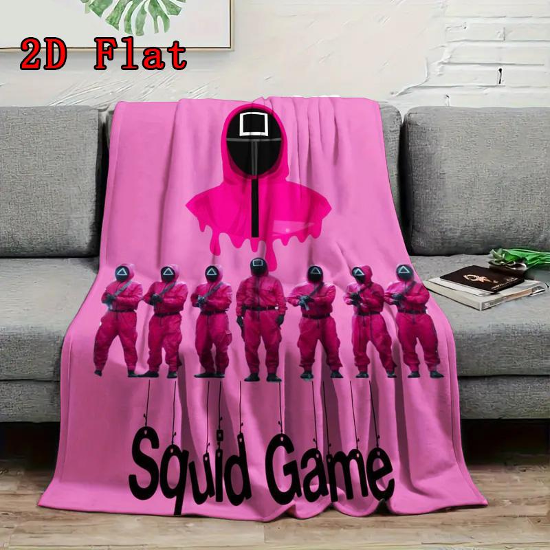 Squid Game print 2D Flat Pattern Flannel Blanket High quality All Seasons Warmth and Comfort Perfect for Christmas Gifts.