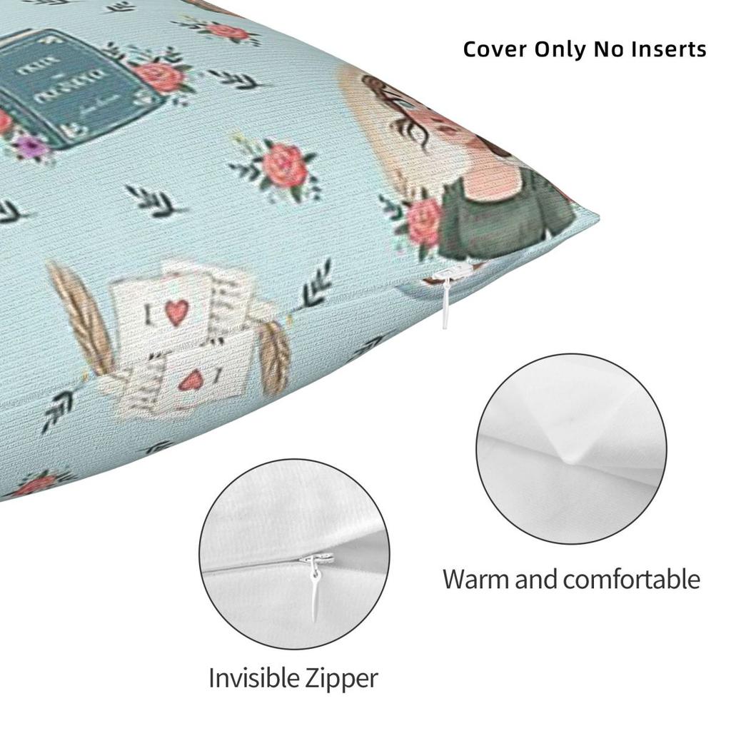 Pride And Prejudice Jane Austen Inspiration Square Pillowcase Cushion Cover Pillow Case Throw Pillow Cover For Home Sofa