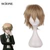 Danganronpa Byakuya Togami Косплей Темно-русый парик Коричневый короткий парик Dangan Ronpa Byakuya Очки Синтетические волосы с шапочкой для парика
