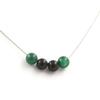 Stones and Minerals. Black Agate + Green Mica Pearl Necklace from Tanzania 8 Mm. Chain Necklace for Women, Men. Custom Size