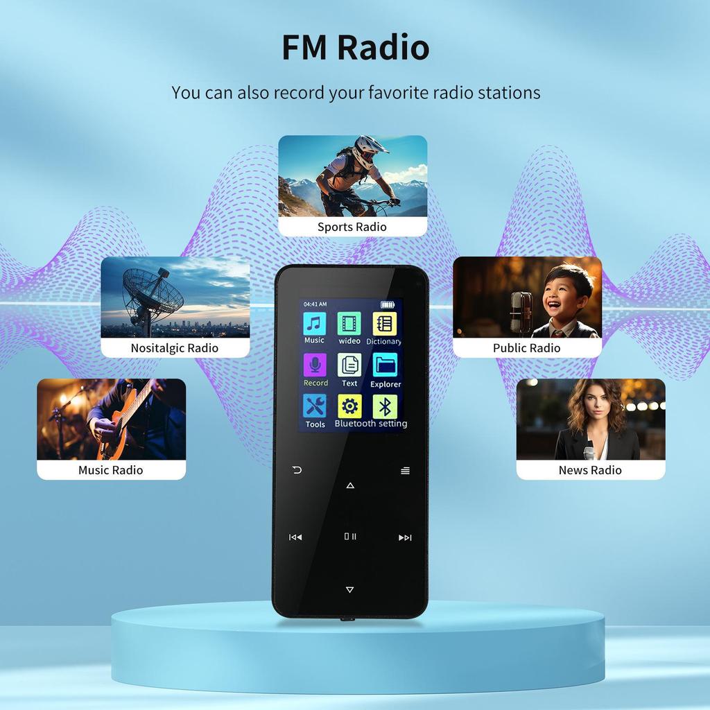 Металлический Bluetooth MP3-плеер с 16 ГБ, расширяемый MP4, сенсорный экран и FM-радио