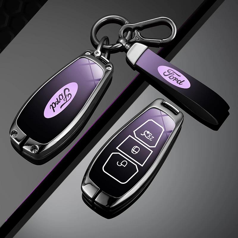 Car Sticker Hot For Ford New Leather Car Remote Key Case Keychain Accessories Holder for Ford ST Line Fiesta Focus Mondeo Ecospo
