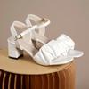 Size 35-42 New Fashion White High Heel Shoe Buckle Sandalias Grace Dress Female Designer Party Shoes 2024 Summer Women's Sandals