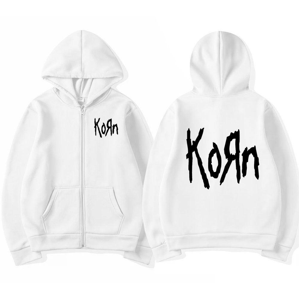 Korn Rock Band WORLD TOUR Куртки на молнии Металлическая музыка Мужские толстовки Негабаритные уличная одежда в стиле хип-хоп Толстовки на молнии Топы в стиле панк Y2K