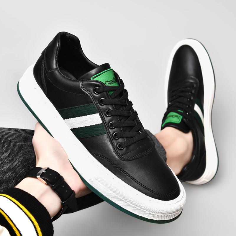 Fashion Genuine Leather Men Vulcanized Sneakers New Trend Casual Leather Shoes Fashion Man Skate Shoes Men Walking Running Jogging Shoes