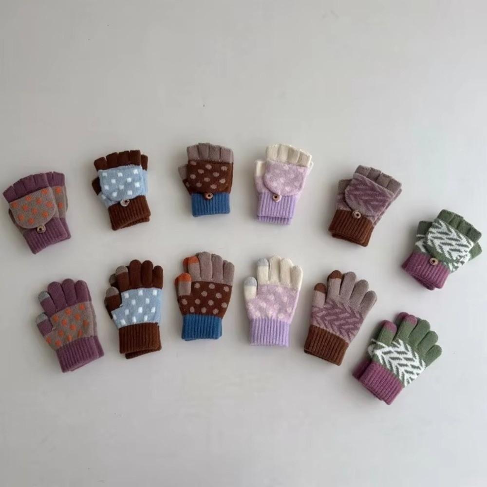3-8Y Baby Gloves Cold Resistant Half Finger Gloves New Children's Winter Gloves Boys Girls