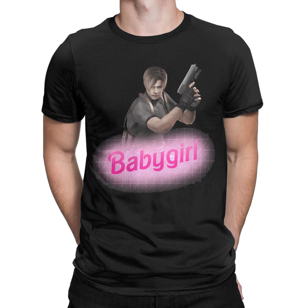 Leon Kennedy Babygirl TShirt Men Cool 100 Cotton Tee Shirt O Neck Short Sleeve T Shirts Original Clothes