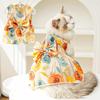 Dog Bowknot Dress Rose Flower Print Pet Princess Sundress Summer Pet Outfit for Small Girls Dogs Cats