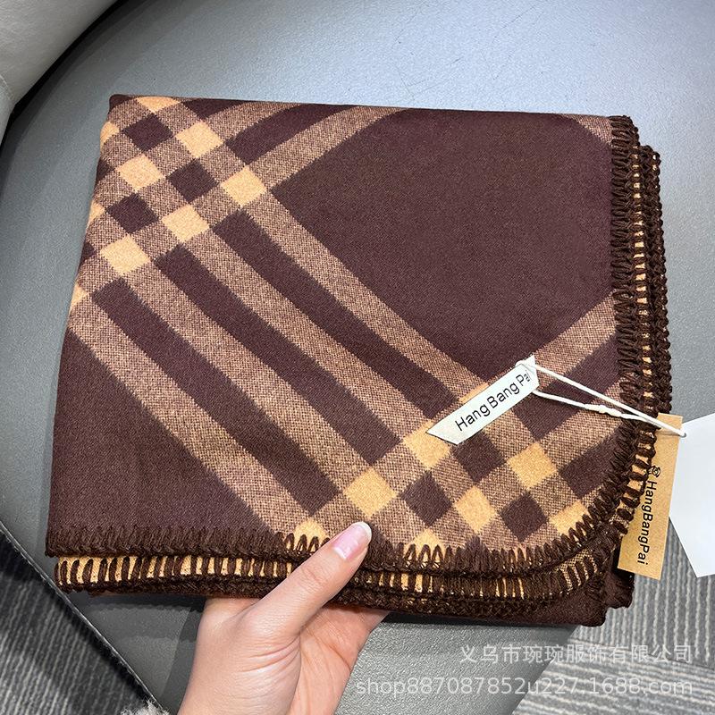 Star scarf women's autumn and winter shawl black plaid black and white plaid large shawl student travel photo scarf