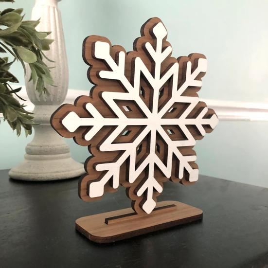 Snowflake Christmas Ornament Double-Layer 3D Design Hexagonal Shape Statue