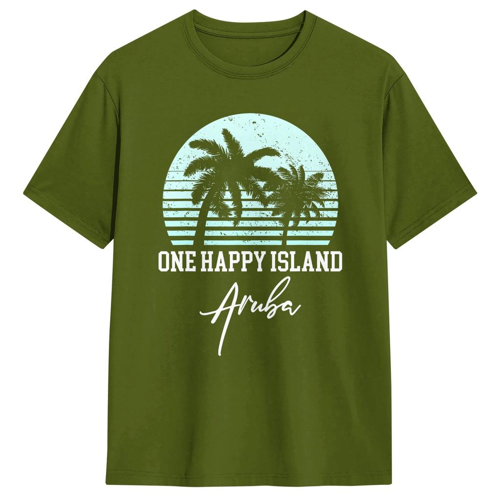 Aruba One Happy Island Souvenir TShirt Leisure TShirts ShortSleeved Awesome Tshirt Summer Cotton Oversized Top Tees