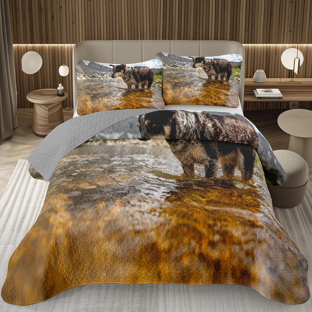 Забавный плед для собаки Твин Квин Каваи Животное Покрывало Мультяшный Домашний Питомец Собаки Постельный Набор Для Мальчиков Девочек Двусторонние Стеганые Покрывала