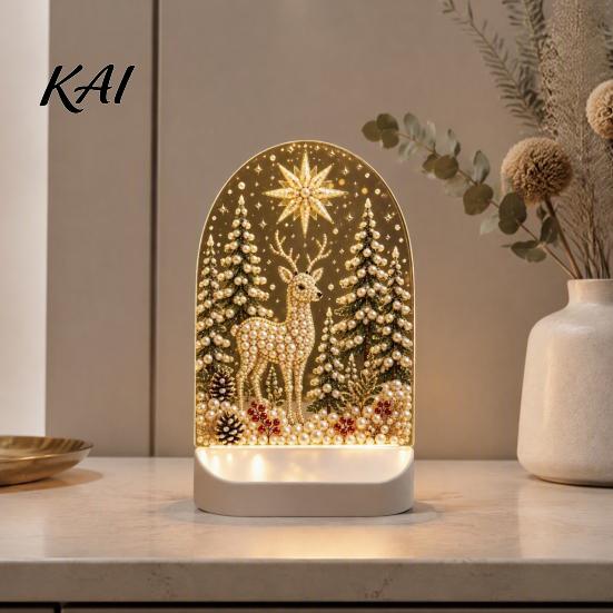 Indoor Decorative Lighting Christmas Pearl Light Ornaments for Holiday Home Decor, Acrylic LED Gifts Friends Lamp with Soft Glow Bedroom Bookshelf And