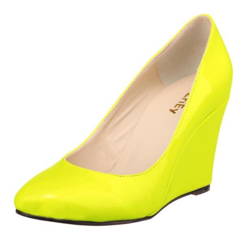 Women's Pumps Pointed Toe Fashion Shoe High Heel Wedges Female Patent Leather Shoes Shoe