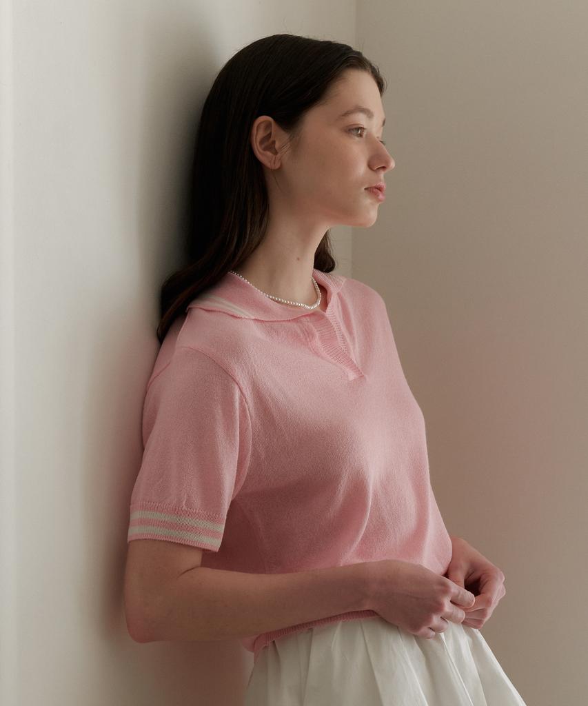 YUPPE Line Collar Knit_Pink