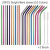 6*215mm 10 Colors Eco-friendly Reusable Metal Straws Set 304 Stainless Steel Drinking Straw Cocktail Party Favor Bar Accessory