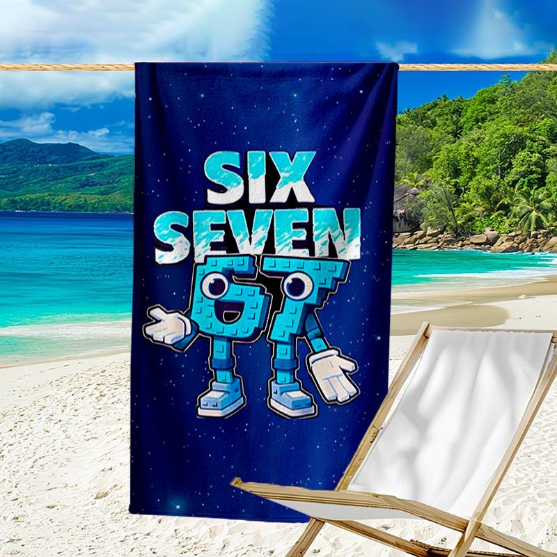 Space Adventure With Six Seven 67 Microfiber Beach Towel, Lightweight And Quick-Dry, for Summer Travel, Beach Essential, Swimming Pool Outdoor