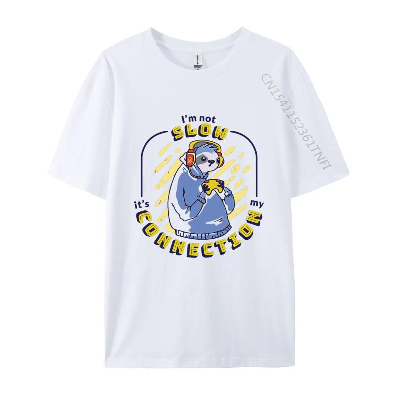 Slow Connection Sloth Gamer Funny Sloth Tshirts Men Clothess Tshirts Unique TShirt Cotton Gothic Animes Alternative