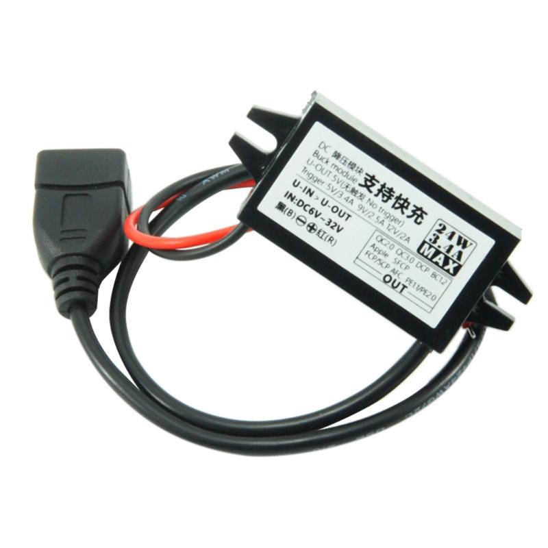 Универсальный импульсный USB-адаптер питания DC6V~32V на 5V~12V для автомобильного видеорегистратора, комплект для скрытой проводки