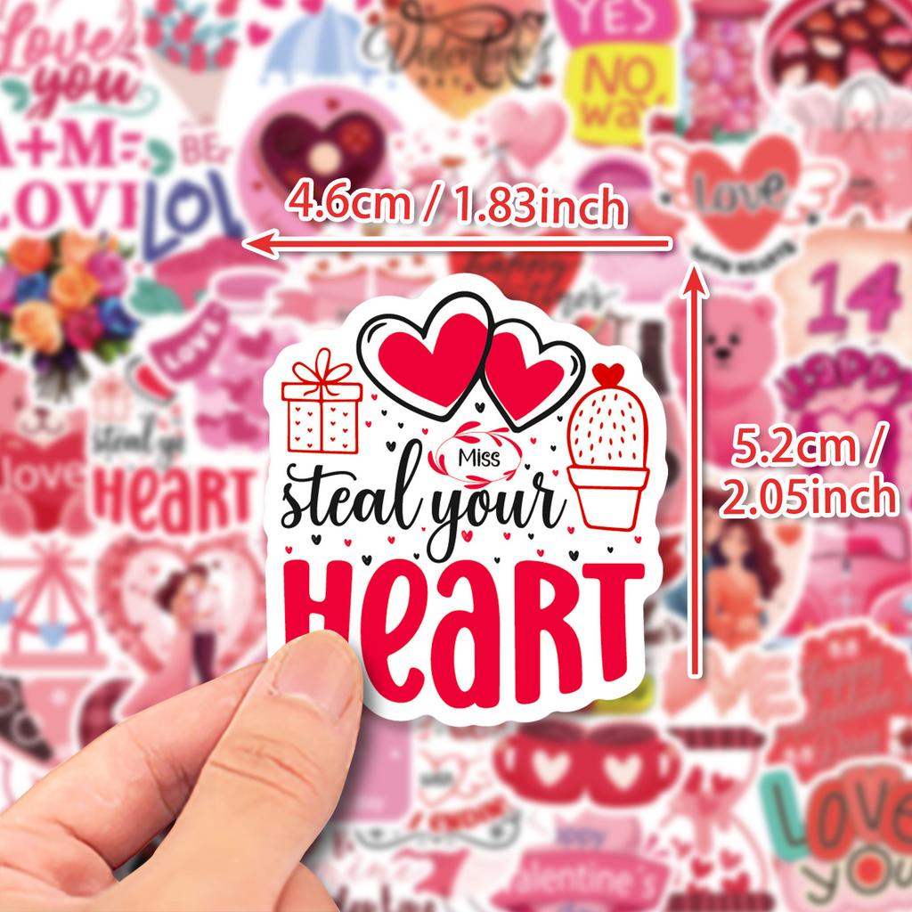 50 Valentine's Day Stickers Ins Style Personality Cartoon Sweet Valentine's Day Doodle Laptop Stationery Stickers