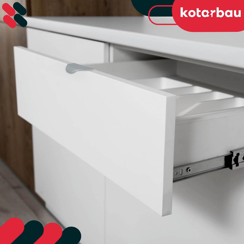 KOTARBAU® Modern Aluminum Silver Edge Furniture Handle 128/148 MM Set of 10