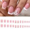 24 шт. типсы для ногтей DIY Press on Nails накладные ногти простые черные треугольные французские белые края короткие квадратные