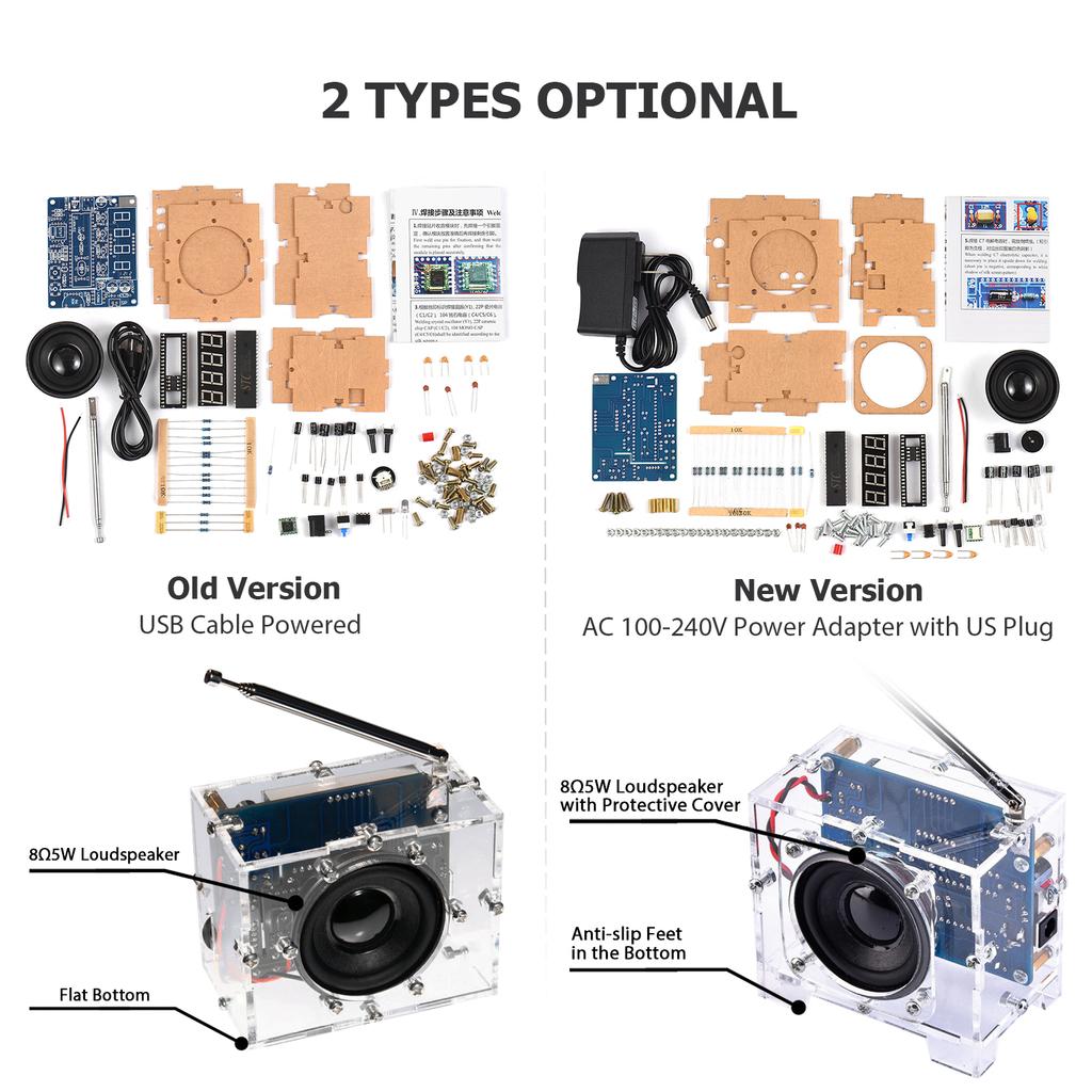 Светодиодный цифровой FM-радио DIY Kit SCM FM-радио модуль Паяльный комплект для практического проекта 5 Вт Динамик