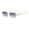 Square frameless sunglasses European and American new anti-ultraviolet trimmed sunglasses personalized street shot decorative sunshades