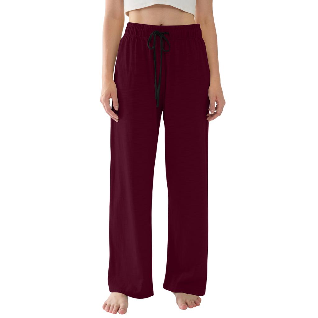 Женские пижамные брюки Легкие Повседневные Удобные Брюки Палаццо Одежда для сна Домашняя одежда Брюки с карманами