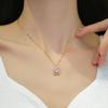 Titanium Steel Korean Fashion Square Diamond Necklace Female Smart Zircon Geometric Pendant Item Jewelry