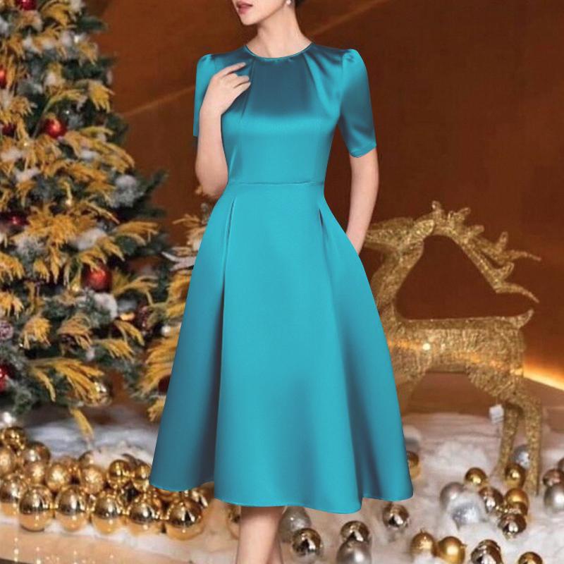 ZANZEA Женское повседневное летнее платье А-силуэта с круглым вырезом и коротким рукавом