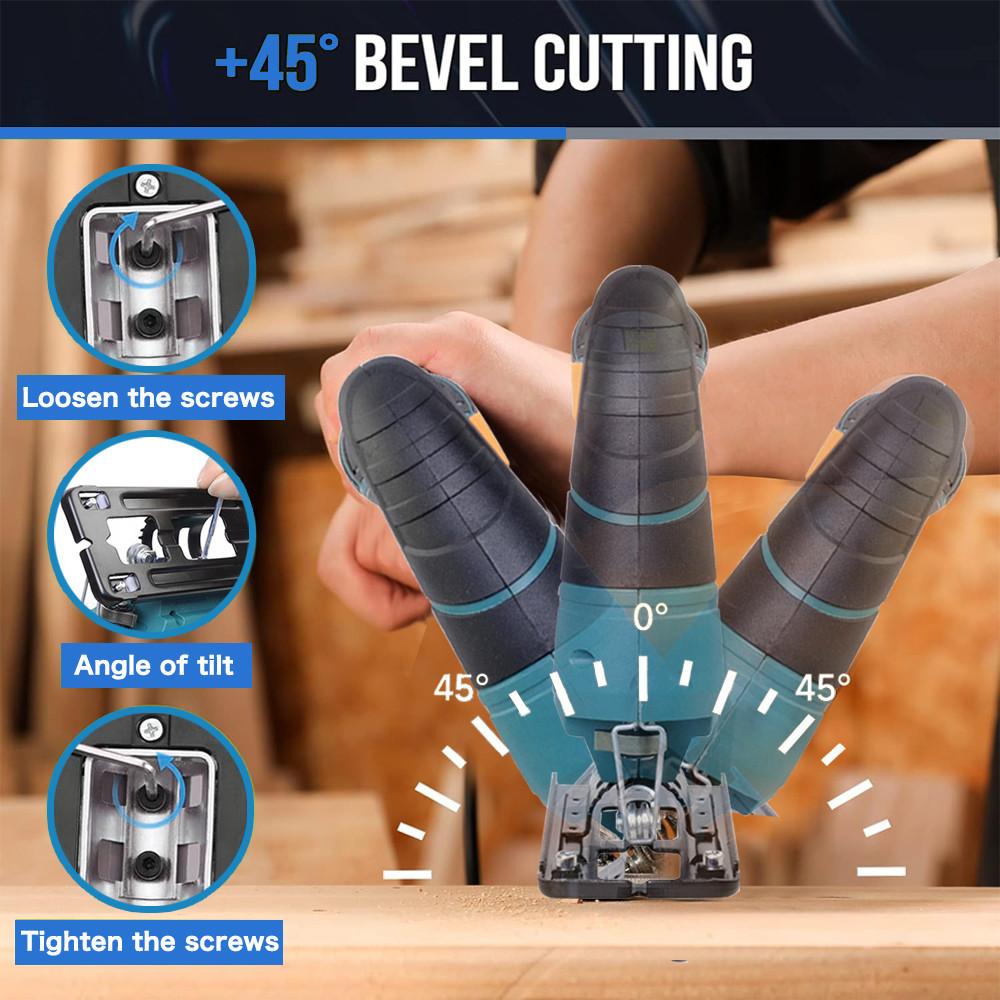 Электрический лобзик с углом наклона 45 градусов, портативный многофункциональный деревообрабатывающий электроинструмент, маленькая аккумуляторная пила