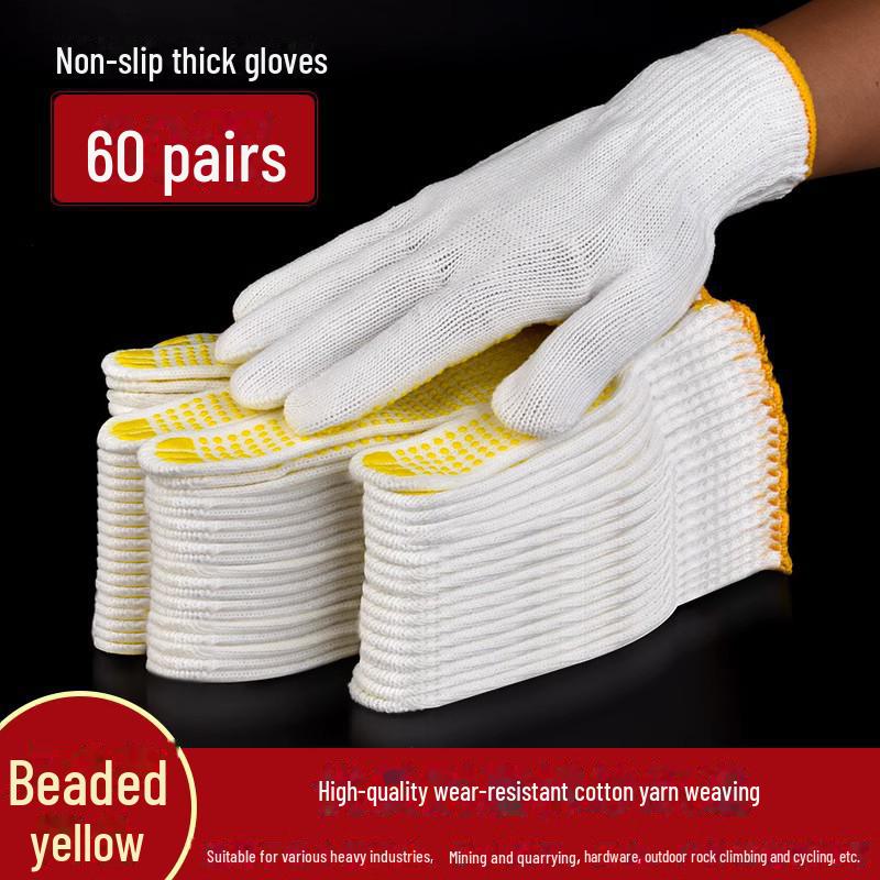 Worksite Durable Cotton Nylon Gloves - Non-Slip, Breathable and Wear-Resistant for Construction Workers